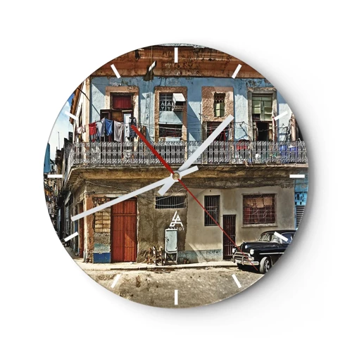 Wall clock - Clock on glass - Havana Style - 40x40 cm