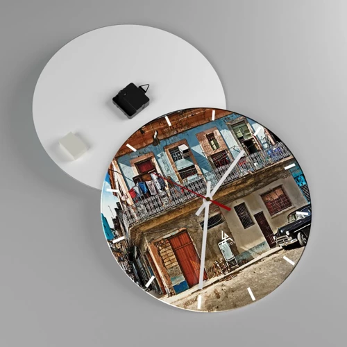 Wall clock - Clock on glass - Havana Style - 40x40 cm