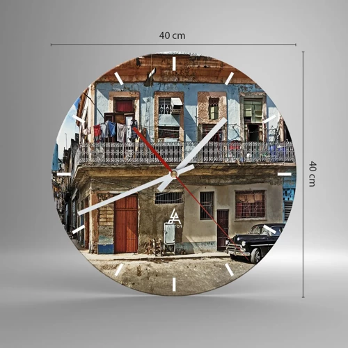 Wall clock - Clock on glass - Havana Style - 40x40 cm