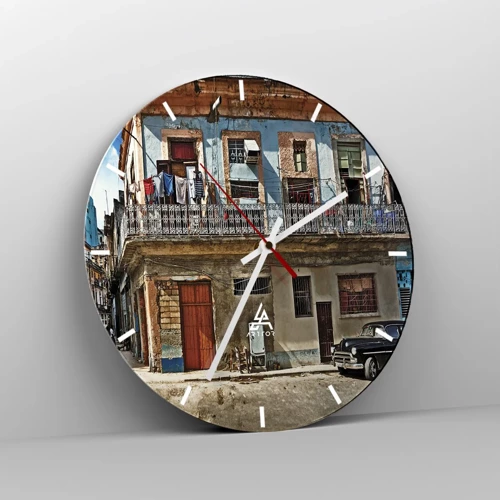 Wall clock - Clock on glass - Havana Style - 40x40 cm