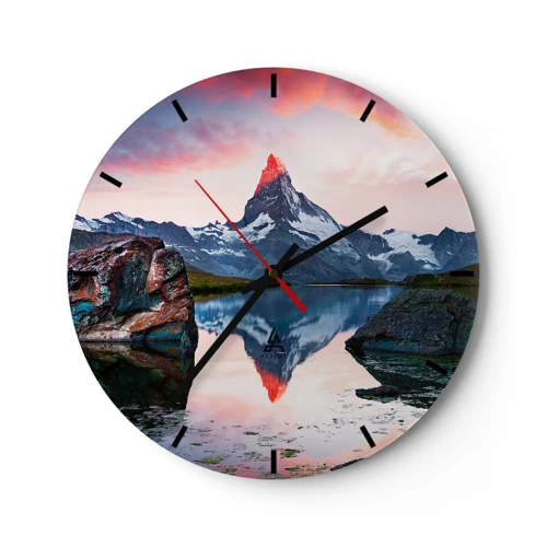 Wall clock - Clock on glass - Heart of the Mountains Is Hot - 30x30 cm