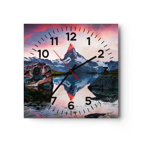 Wall clock - Clock on glass - Heart of the Mountains Is Hot - 30x30 cm