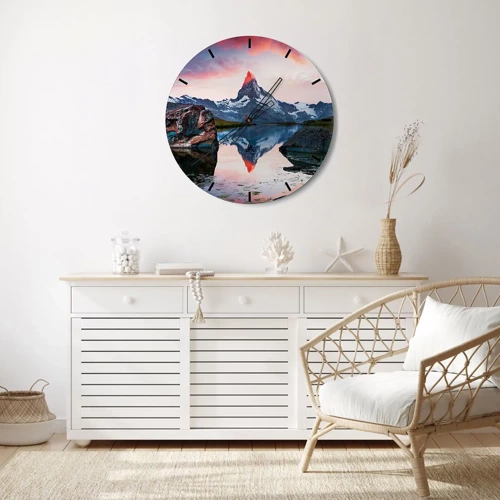 Wall clock - Clock on glass - Heart of the Mountains Is Hot - 30x30 cm