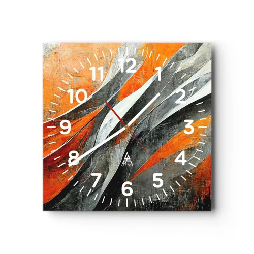 Wall clock - Clock on glass - Heat and Coolness - 30x30 cm