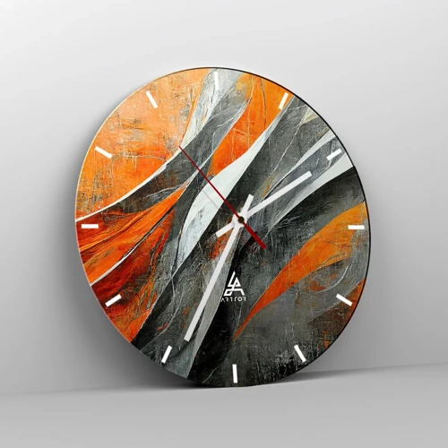 Wall clock - Clock on glass - Heat and Coolness - 40x40 cm