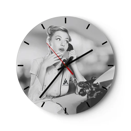 Wall clock - Clock on glass - Hello, Here Come the 50-ies - 40x40 cm
