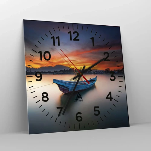Wall clock - Clock on glass - Here Comes a Good Night - 30x30 cm