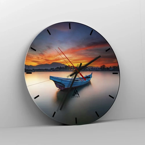 Wall clock - Clock on glass - Here Comes a Good Night - 30x30 cm