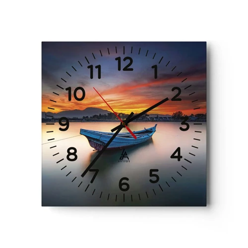 Wall clock - Clock on glass - Here Comes a Good Night - 40x40 cm