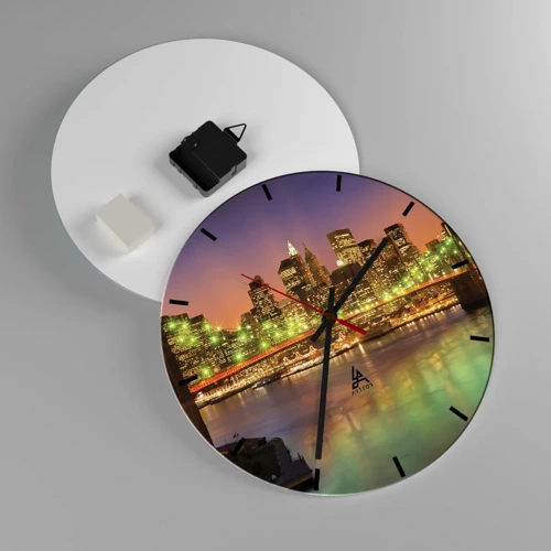 Wall clock - Clock on glass - Here Light is Always on - 30x30 cm