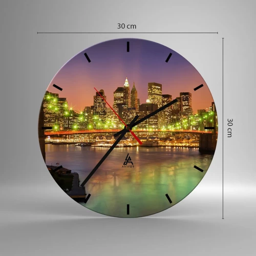 Wall clock - Clock on glass - Here Light is Always on - 30x30 cm