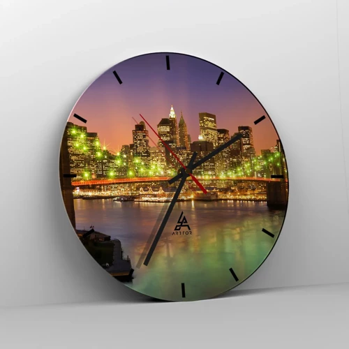 Wall clock - Clock on glass - Here Light is Always on - 30x30 cm