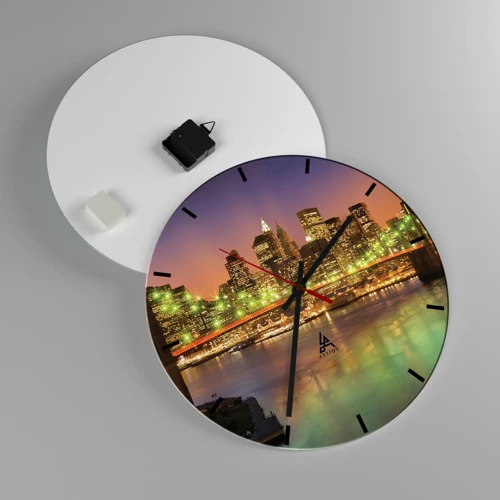 Wall clock - Clock on glass - Here Light is Always on - 40x40 cm