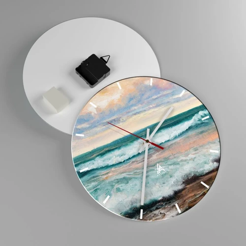 Wall clock - Clock on glass - Here You Will Smooth Your Soul - 30x30 cm