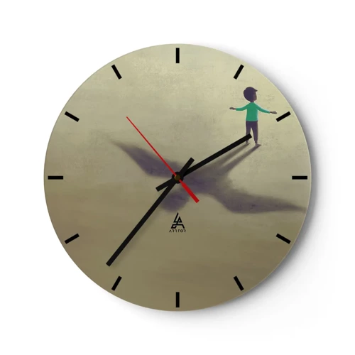 Wall clock - Clock on glass - Hero of the Future - 30x30 cm