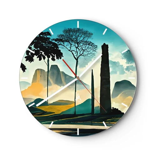 Wall clock - Clock on glass - Higher and Higher - 30x30 cm