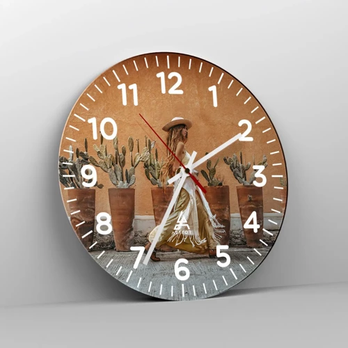 Wall clock - Clock on glass - Hippie Style - 30x30 cm