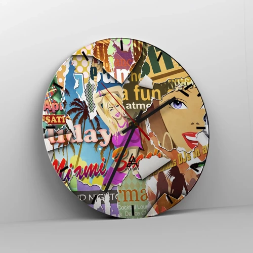 Wall clock - Clock on glass - Holiday Flashbacks - 30x30 cm