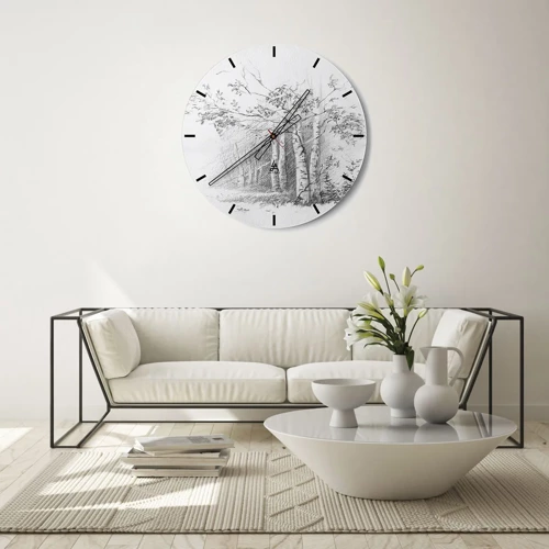 Wall clock - Clock on glass - Holiday of Birch Forest - 30x30 cm