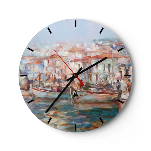 Wall clock - Clock on glass - Holidays in Pastel - 30x30 cm