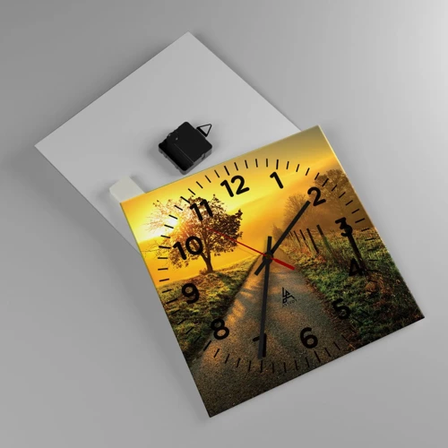 Wall clock - Clock on glass - Honey Afternoon - 30x30 cm