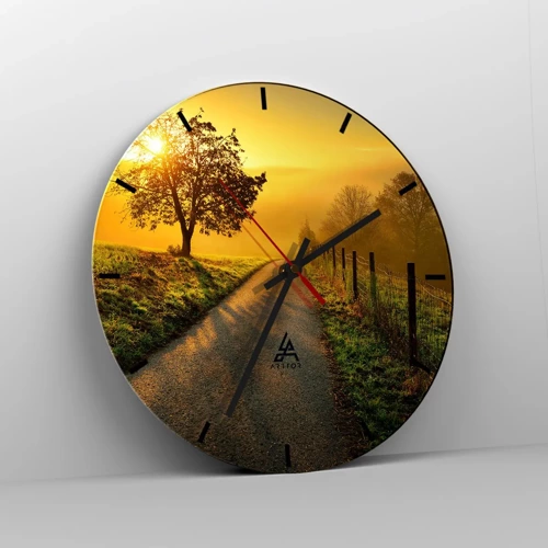 Wall clock - Clock on glass - Honey Afternoon - 40x40 cm