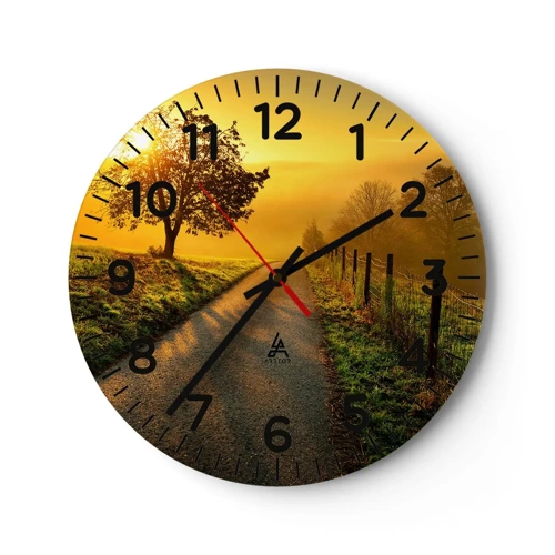 Wall clock - Clock on glass - Honey Afternoon - 40x40 cm