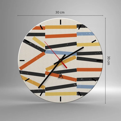 Wall clock - Clock on glass - Horizontal Composition - 30x30 cm