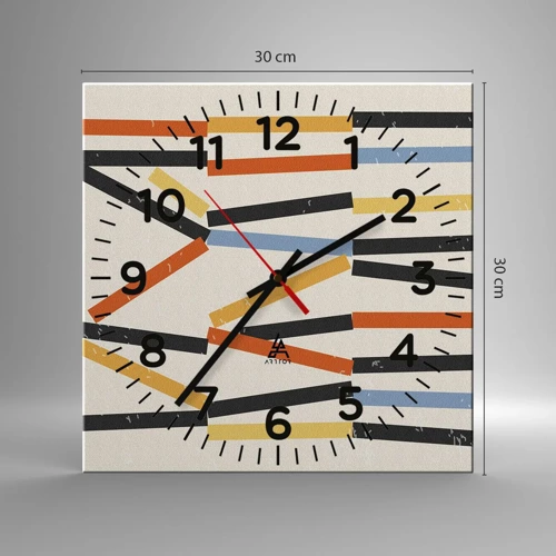 Wall clock - Clock on glass - Horizontal Composition - 30x30 cm