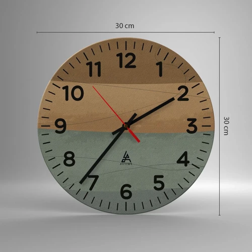Wall clock - Clock on glass - Horizontal Compostion - 30x30 cm