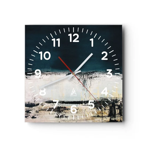 Wall clock - Clock on glass - Horizontal Compostion - 30x30 cm