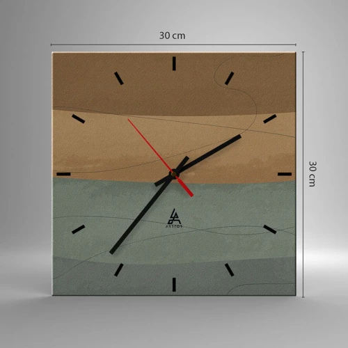 Wall clock - Clock on glass - Horizontal Compostion - 30x30 cm