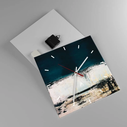 Wall clock - Clock on glass - Horizontal Compostion - 30x30 cm