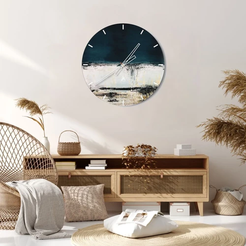 Wall clock - Clock on glass - Horizontal Compostion - 30x30 cm