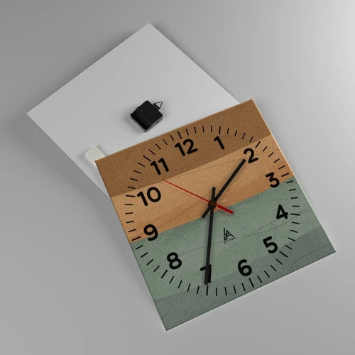 Wall clock - Clock on glass - Horizontal Compostion - 40x40 cm