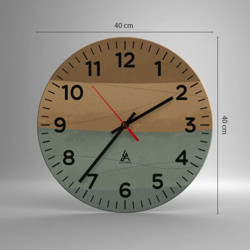 Wall clock - Clock on glass - Horizontal Compostion - 40x40 cm