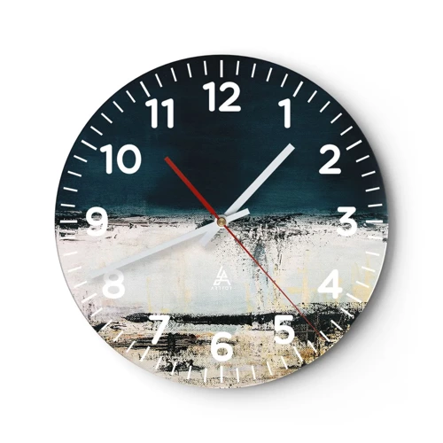 Wall clock - Clock on glass - Horizontal Compostion - 40x40 cm