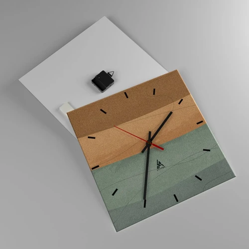 Wall clock - Clock on glass - Horizontal Compostion - 40x40 cm