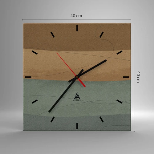 Wall clock - Clock on glass - Horizontal Compostion - 40x40 cm