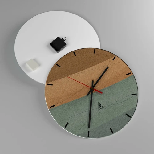 Wall clock - Clock on glass - Horizontal Compostion - 40x40 cm