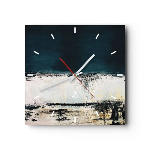 Wall clock - Clock on glass - Horizontal Compostion - 40x40 cm