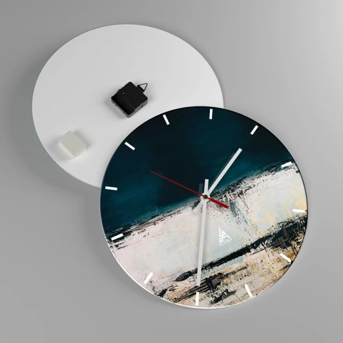 Wall clock - Clock on glass - Horizontal Compostion - 40x40 cm