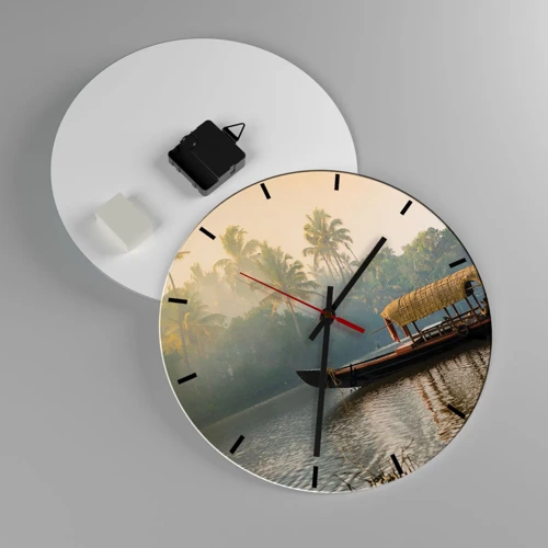 Wall clock - Clock on glass - House on the River - 30x30 cm