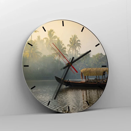 Wall clock - Clock on glass - House on the River - 30x30 cm