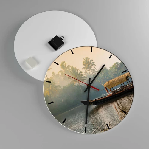 Wall clock - Clock on glass - House on the River - 40x40 cm