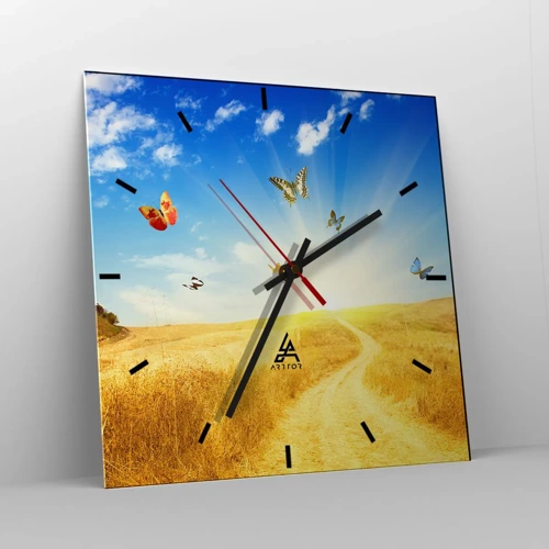 Wall clock - Clock on glass - How Can You Not Love the Summer? - 30x30 cm