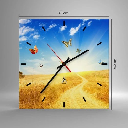 Wall clock - Clock on glass - How Can You Not Love the Summer? - 40x40 cm