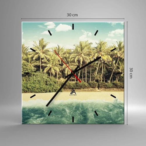 Wall clock - Clock on glass - How about Here? - 30x30 cm
