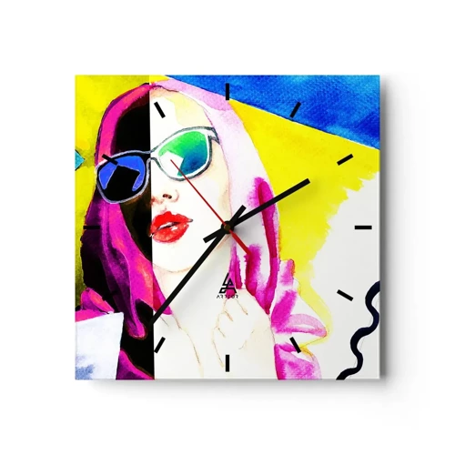 Wall clock - Clock on glass - I Am not White I Am not Black - 40x40 cm