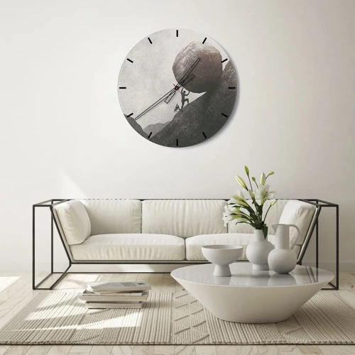 Wall clock - Clock on glass - I Believe against Hope - 30x30 cm